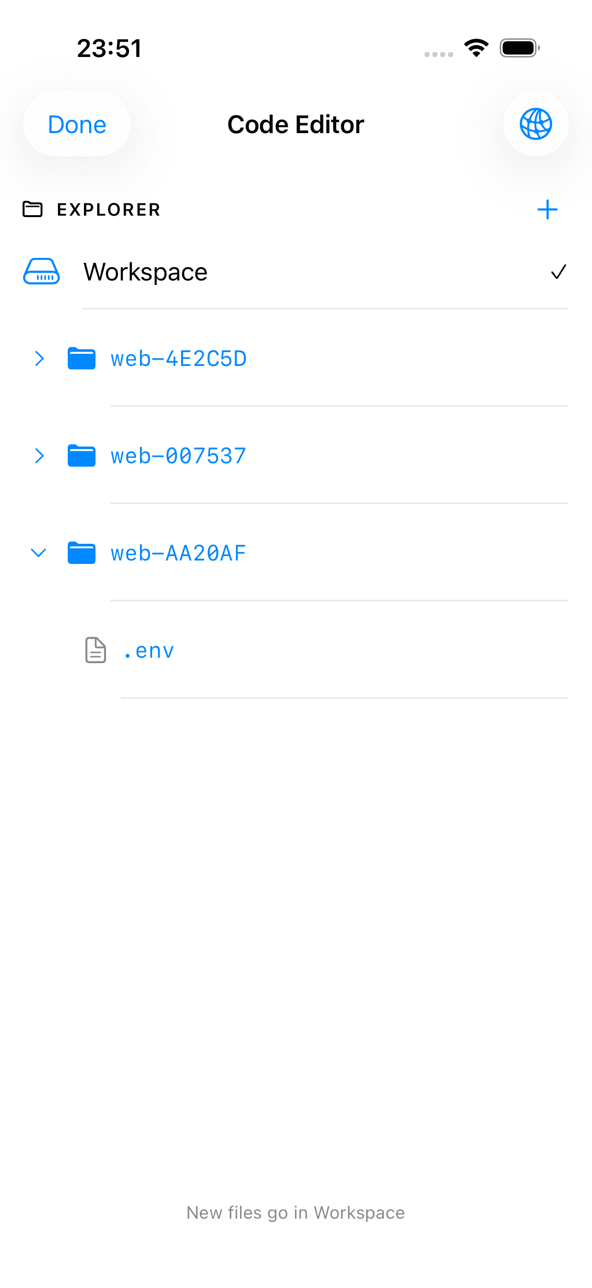 Workspace explorer