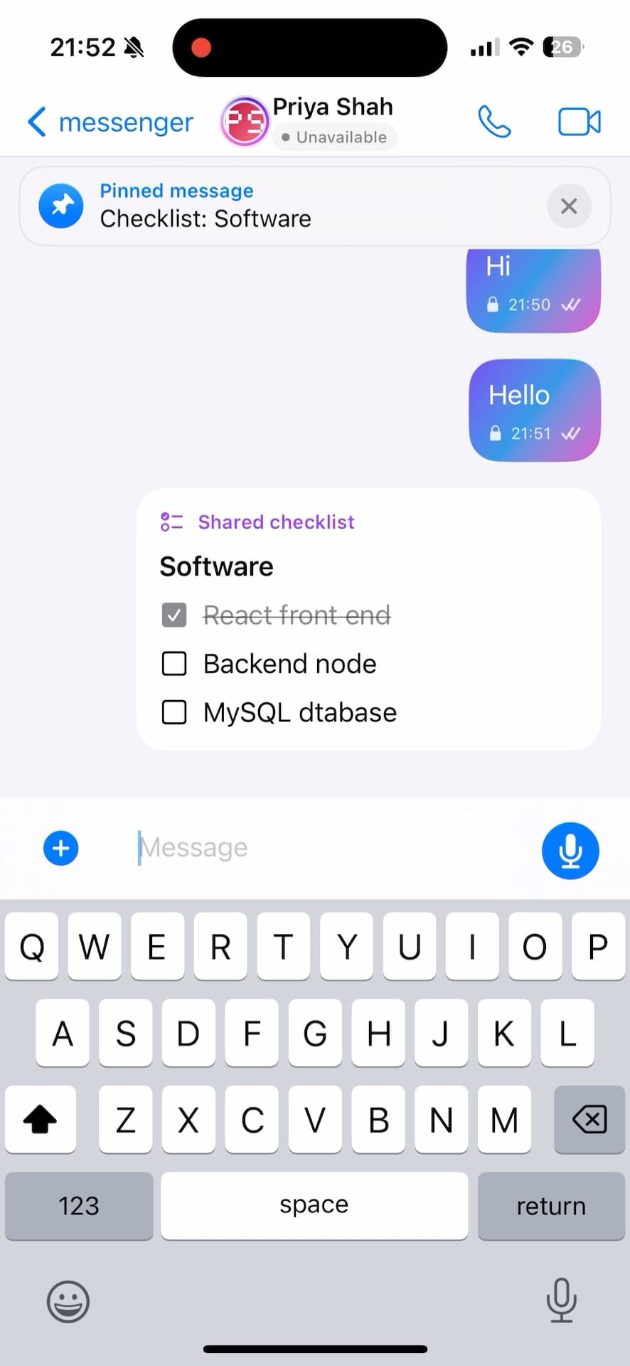 Shared checklist